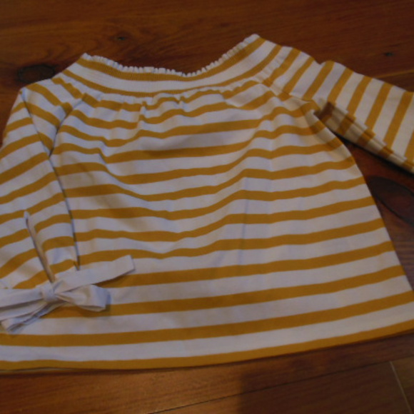 J CREW XXS Yellow Stripe Off-The-Shoulder Top - Picture 4 of 6